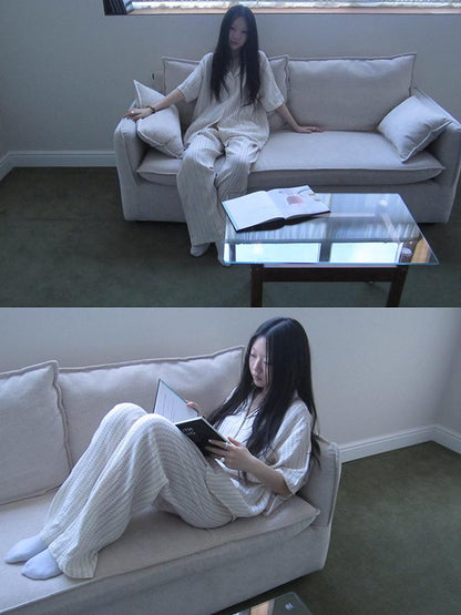 ang project Summer Star Double Layer Cotton Gauze Short Sleeve Sleepwear Set