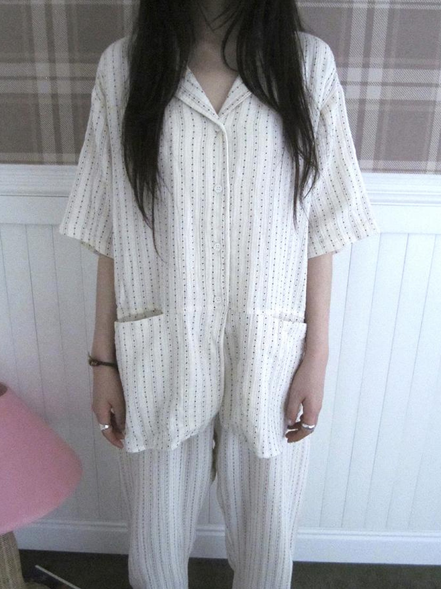 ang project Summer Star Double Layer Cotton Gauze Short Sleeve Sleepwear Set