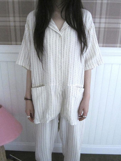 ang project Summer Star Double Layer Cotton Gauze Short Sleeve Sleepwear Set