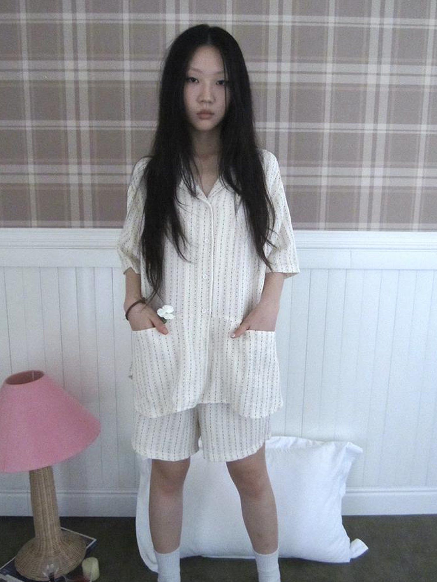 ang project Summer Star Double Layer Cotton Gauze Short Sleeve Sleepwear Set
