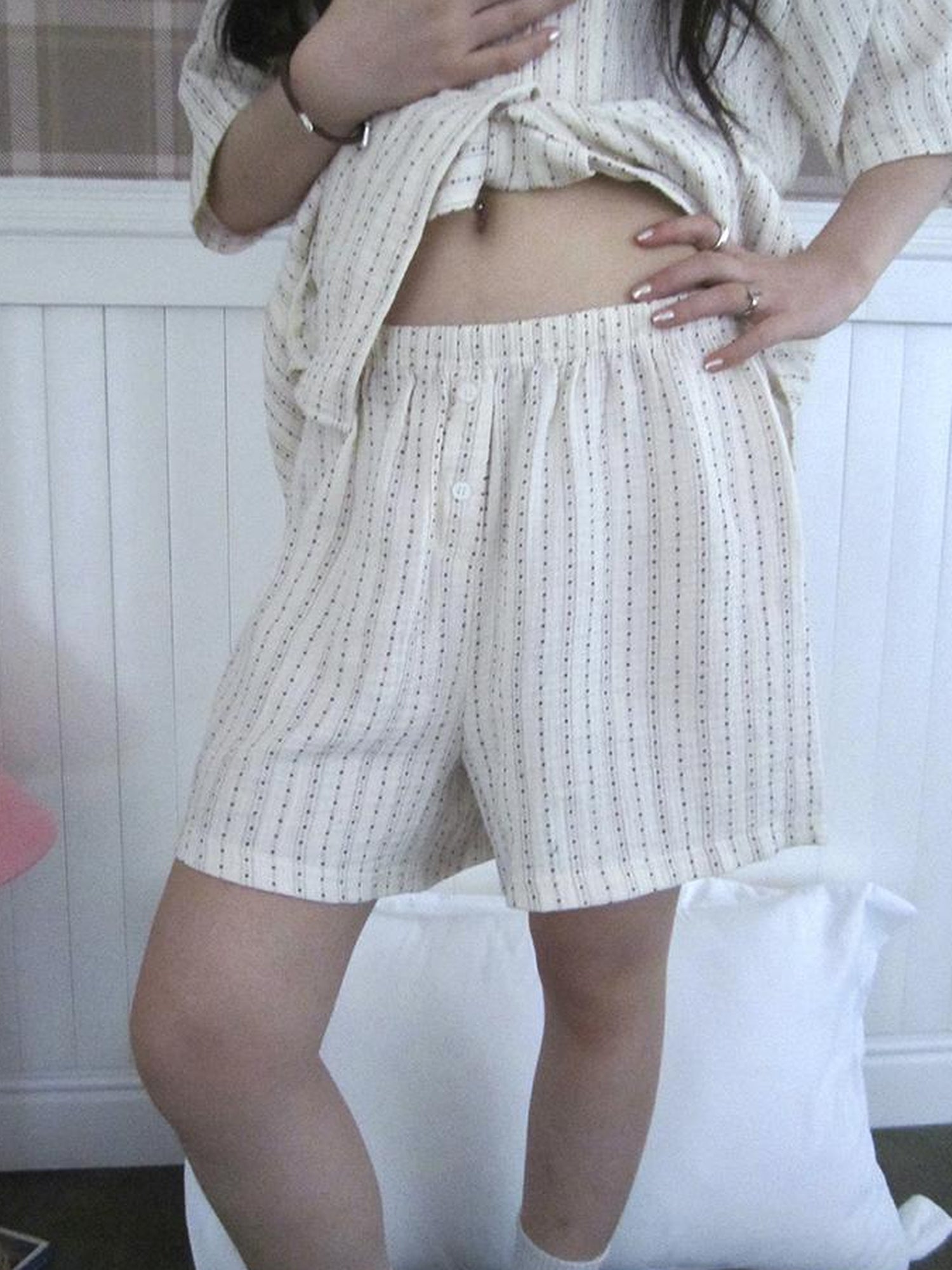ang project Summer Star Double Layer Cotton Gauze Short Sleeve Sleepwear Set