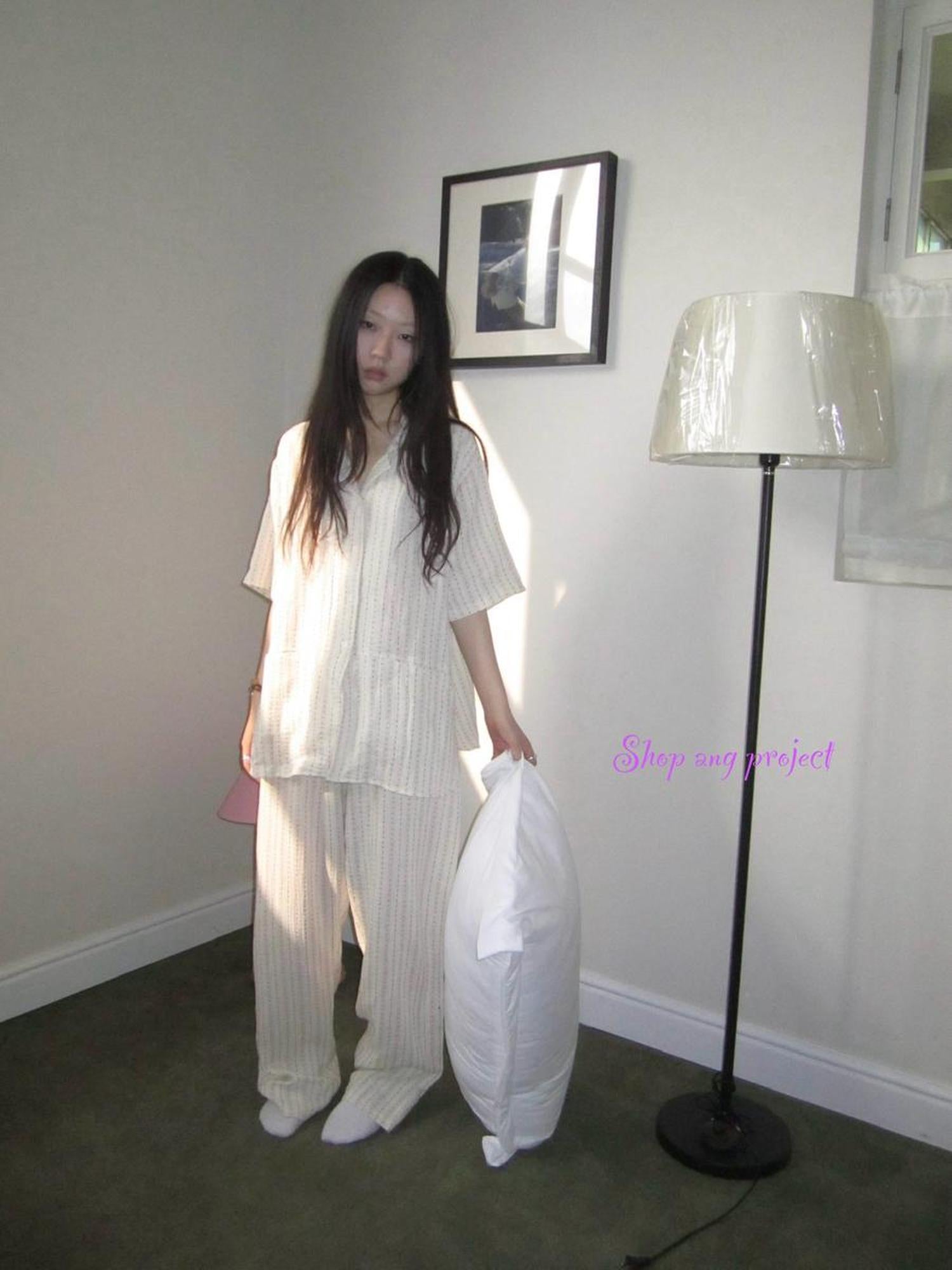 ang project Summer Star Double Layer Cotton Gauze Short Sleeve Sleepwear Set
