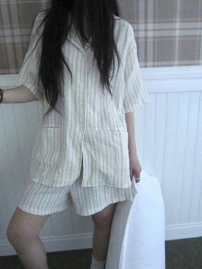 ang project Summer Star Double Layer Cotton Gauze Short Sleeve Sleepwear Set