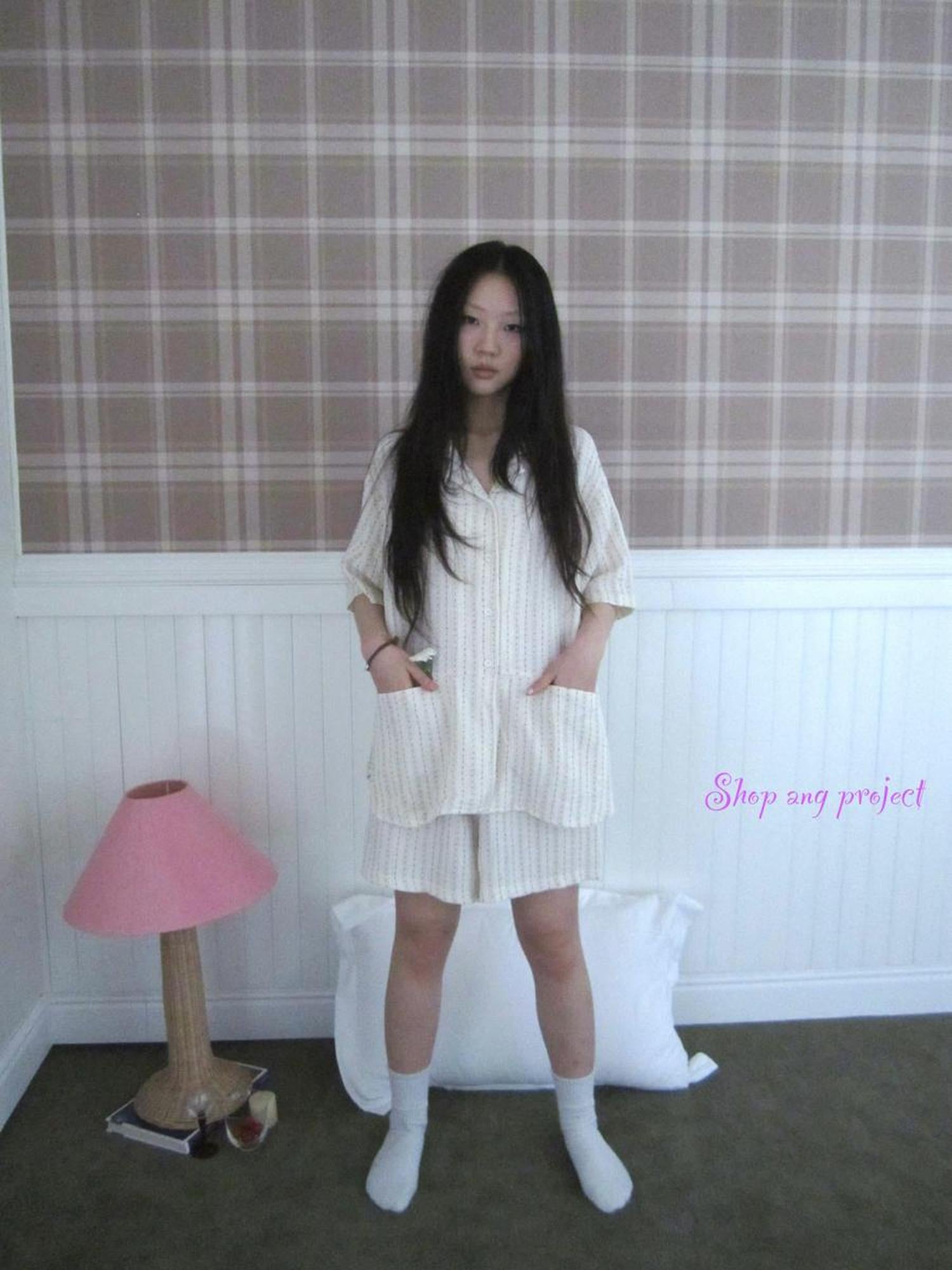 ang project Summer Star Double Layer Cotton Gauze Short Sleeve Sleepwear Set