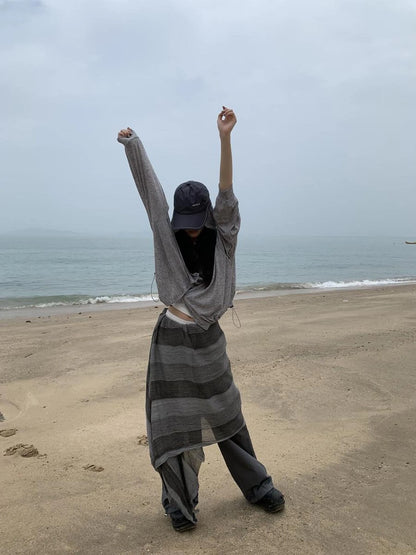 Summer Stripe Layered Slip Skirt