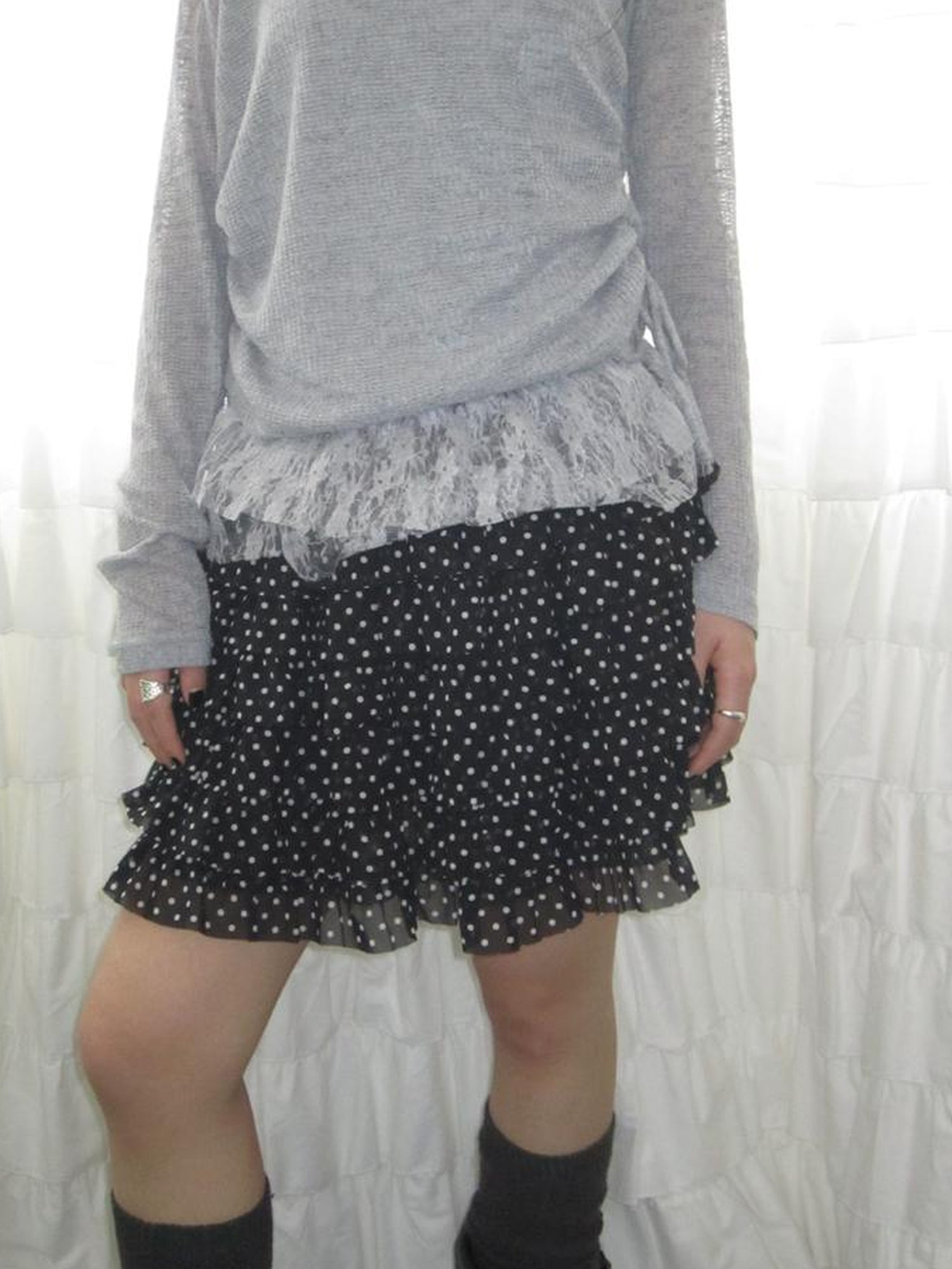 ang project Summer Tiered Ruffle Waist Polka Dot Skirt