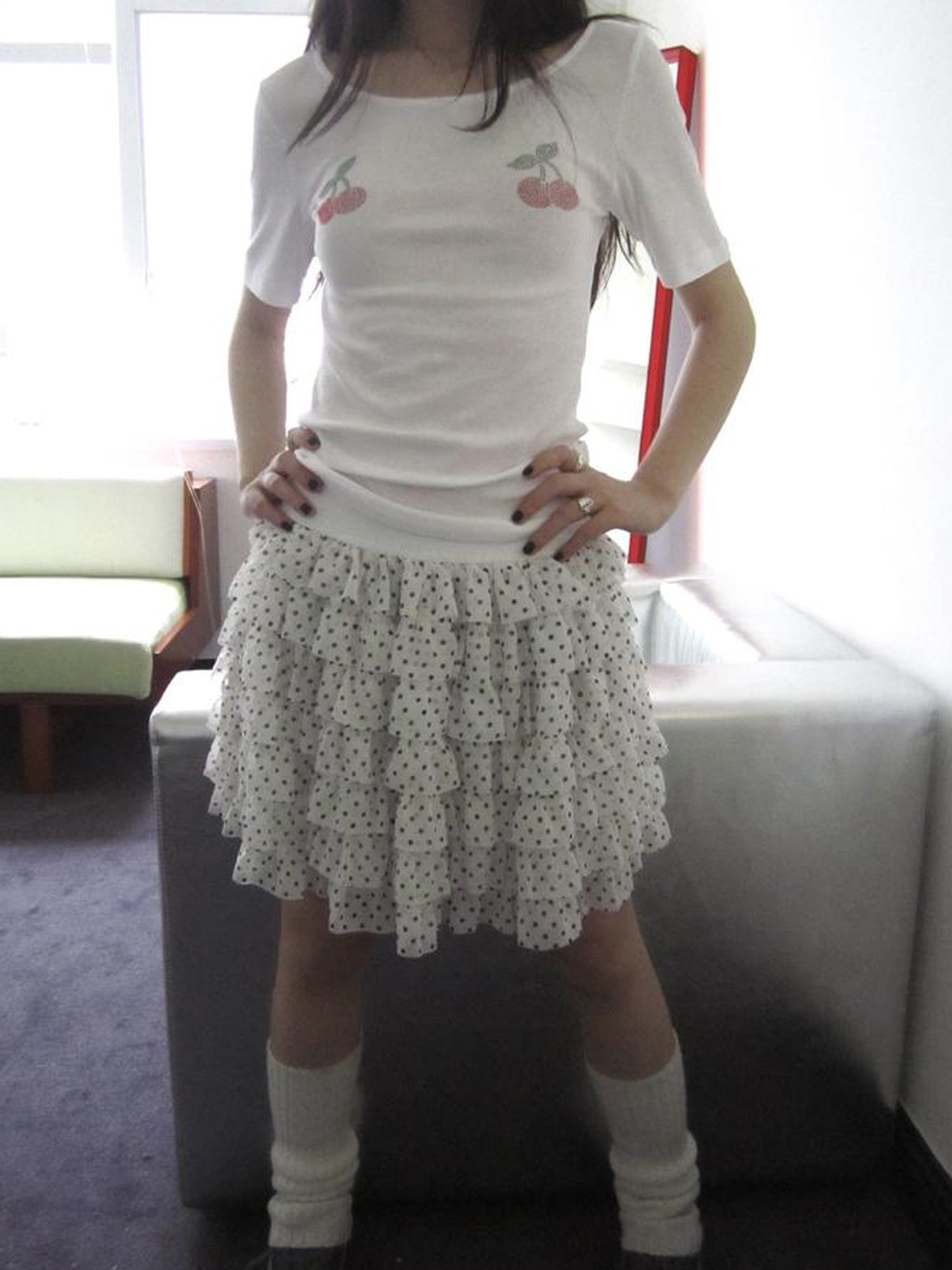 ang project Summer Tiered Ruffle Waist Polka Dot Skirt