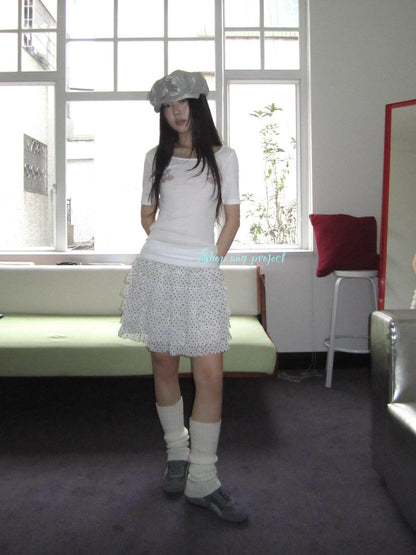 ang project Summer Tiered Ruffle Waist Polka Dot Skirt