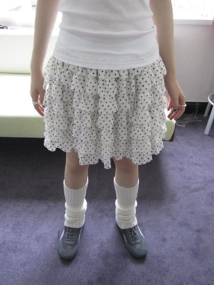 ang project Summer Tiered Ruffle Waist Polka Dot Skirt