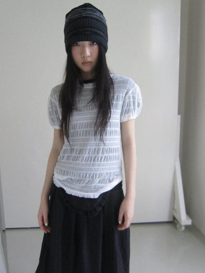 Updateang project Textured Bubble Sleeve Top