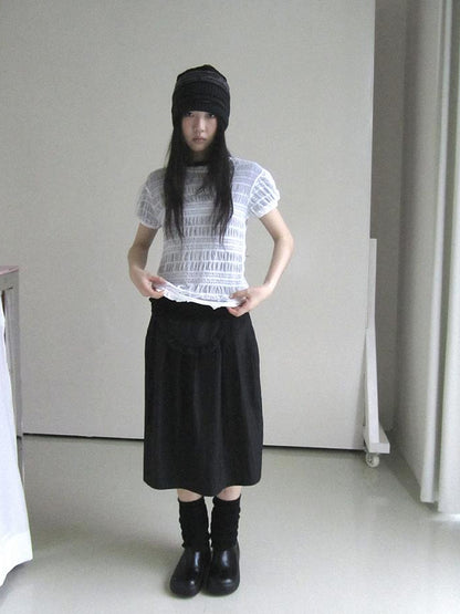 Updateang project Textured Bubble Sleeve Top