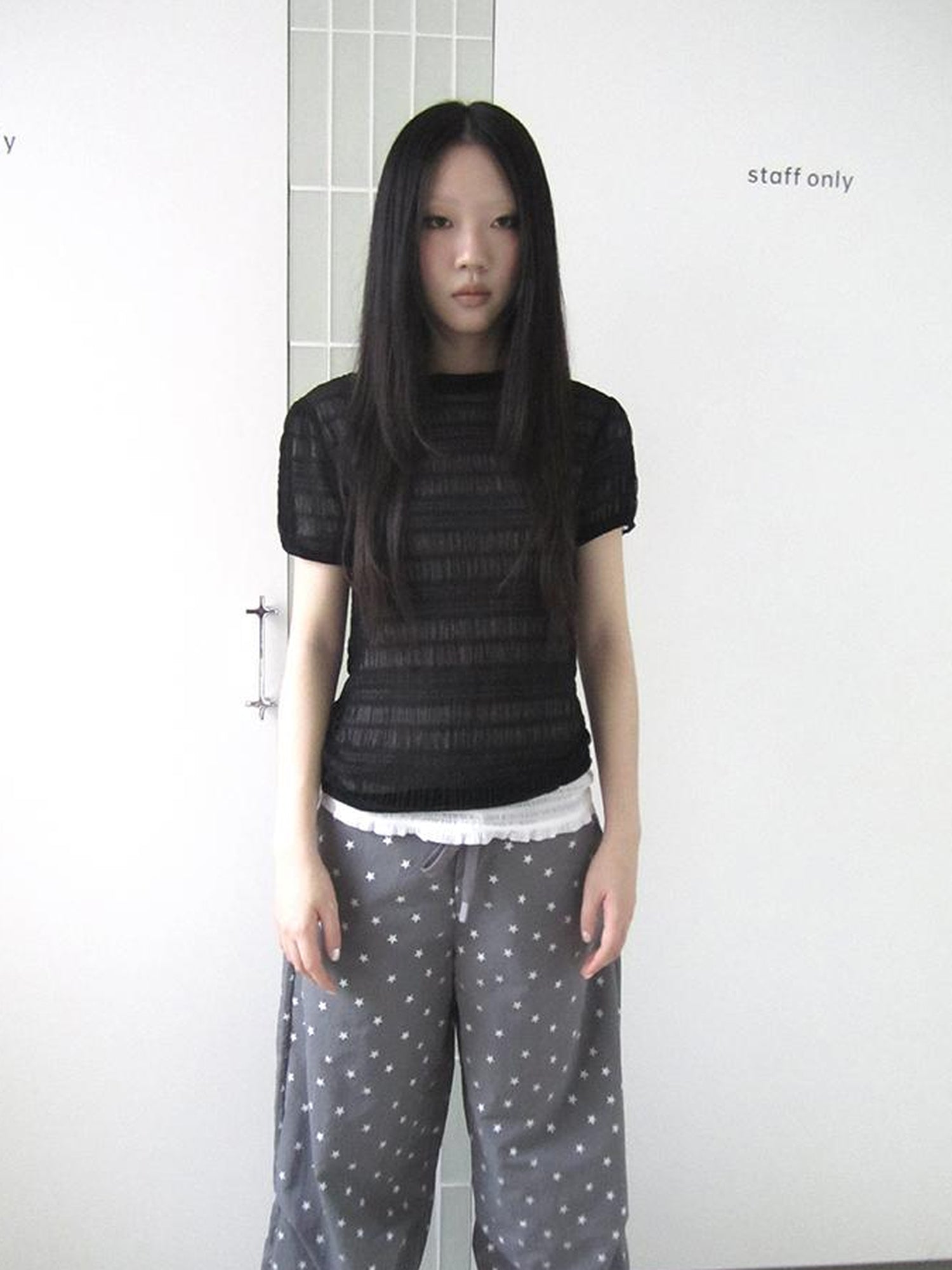 Updateang project Textured Bubble Sleeve Top