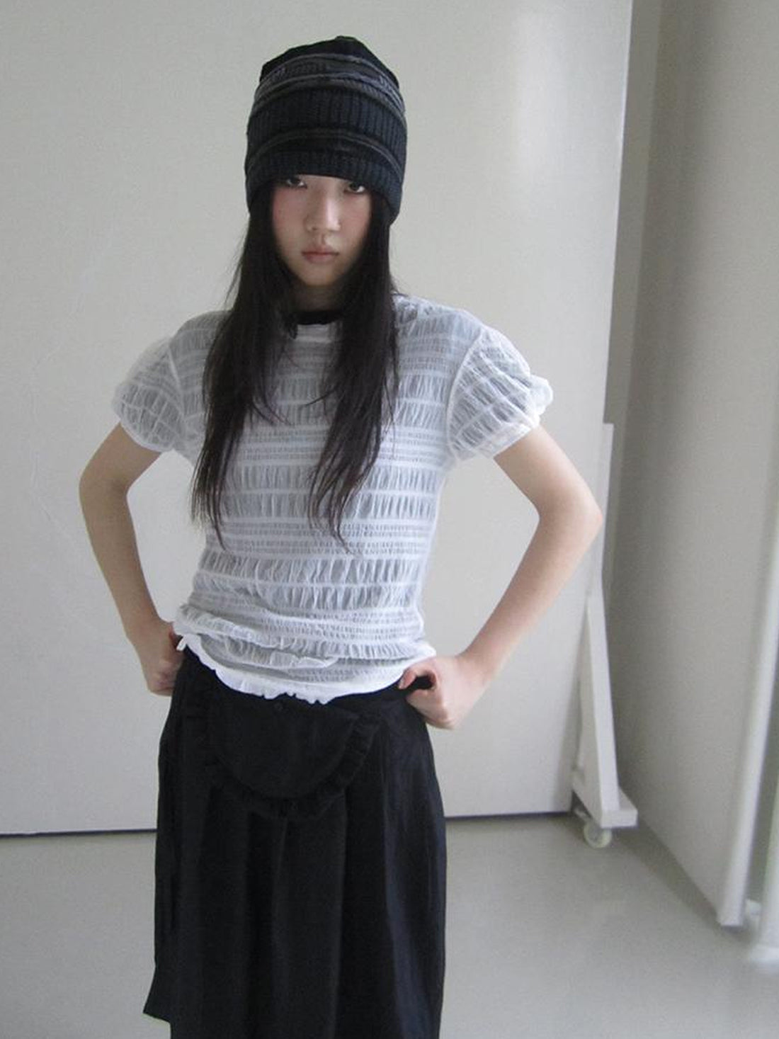 Updateang project Textured Bubble Sleeve Top