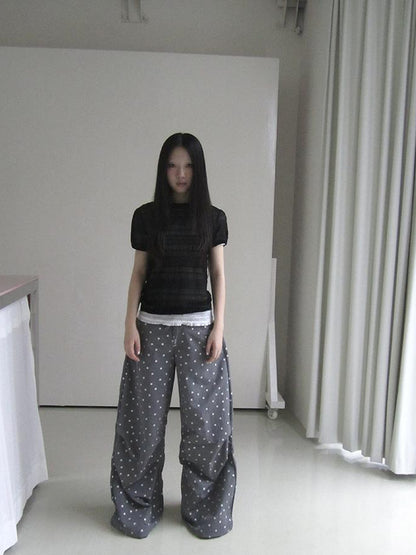 Updateang project Textured Bubble Sleeve Top