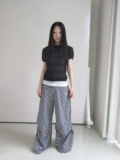 Updateang project Textured Bubble Sleeve Top