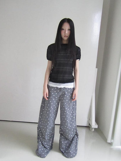 Updateang project Textured Bubble Sleeve Top