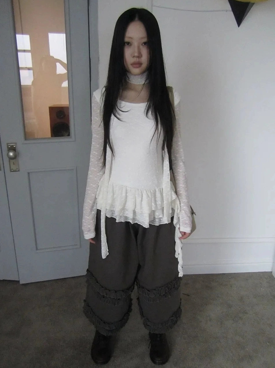 ang project Textured Knit Dress With Scarf And Layered Skirt T-shirt