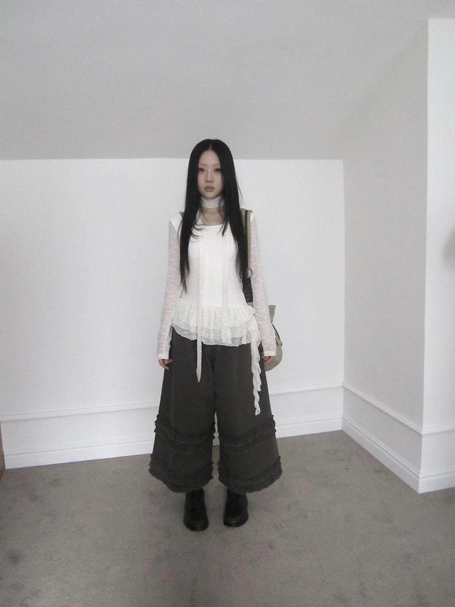 ang project Textured Knit Dress With Scarf And Layered Skirt T-shirt