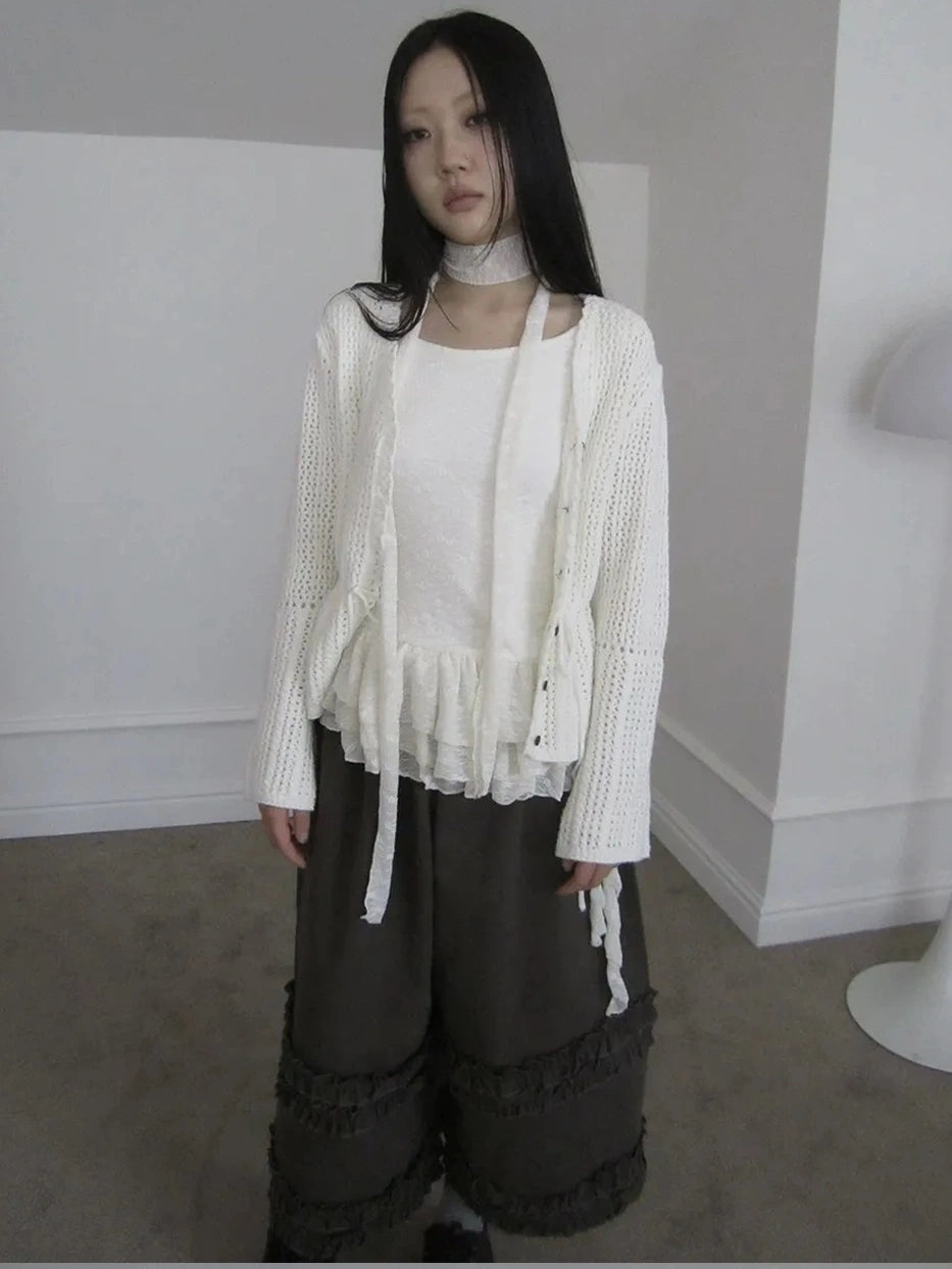 ang project Textured Knit Dress With Scarf And Layered Skirt T-shirt