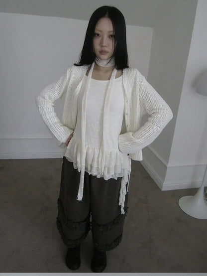 ang project Textured Knit Dress With Scarf And Layered Skirt T-shirt