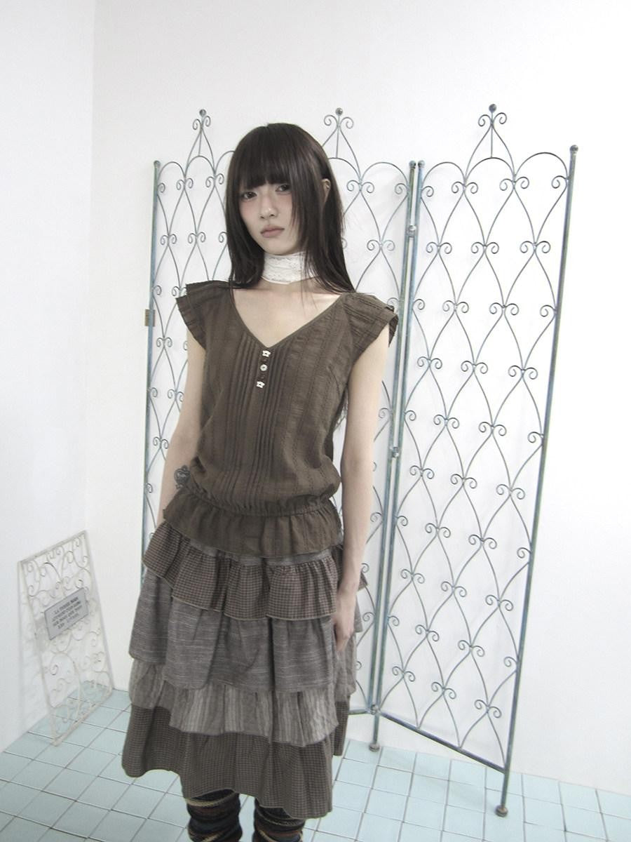 ang project Textured Pleated Ruffle V-neck Flutter Sleeve Women&