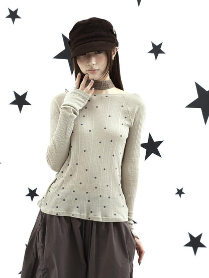 ang project Textured Polka Dot Vertical Stripe Slim Women&