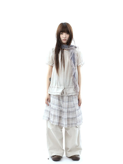 ang project Textured Puff Sleeve Round Neck Women&