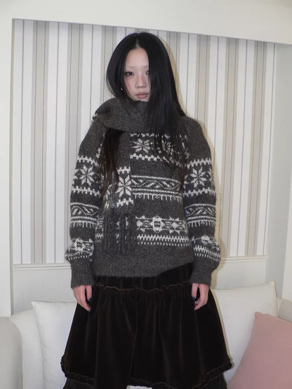 ang_project_Thermal_Vintage_Loose_Printed_Knit_Women_Crew_Neck_Coffee_Brown_Sweater_MISSTT