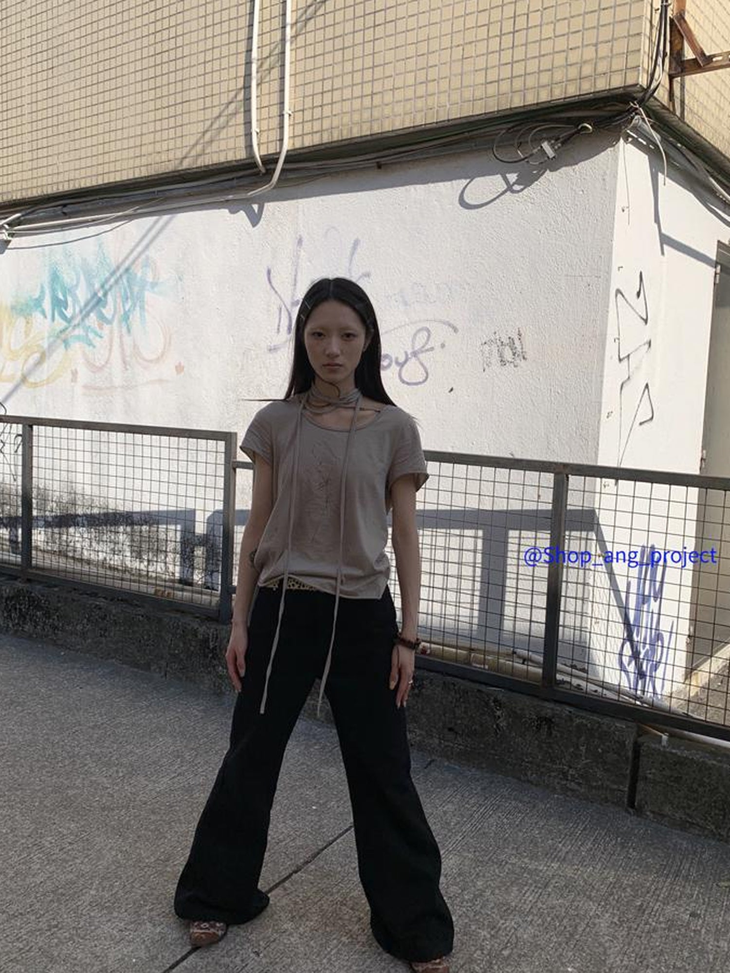 Updateang project Tie Dye Print Wrap Detail Cropped Tee