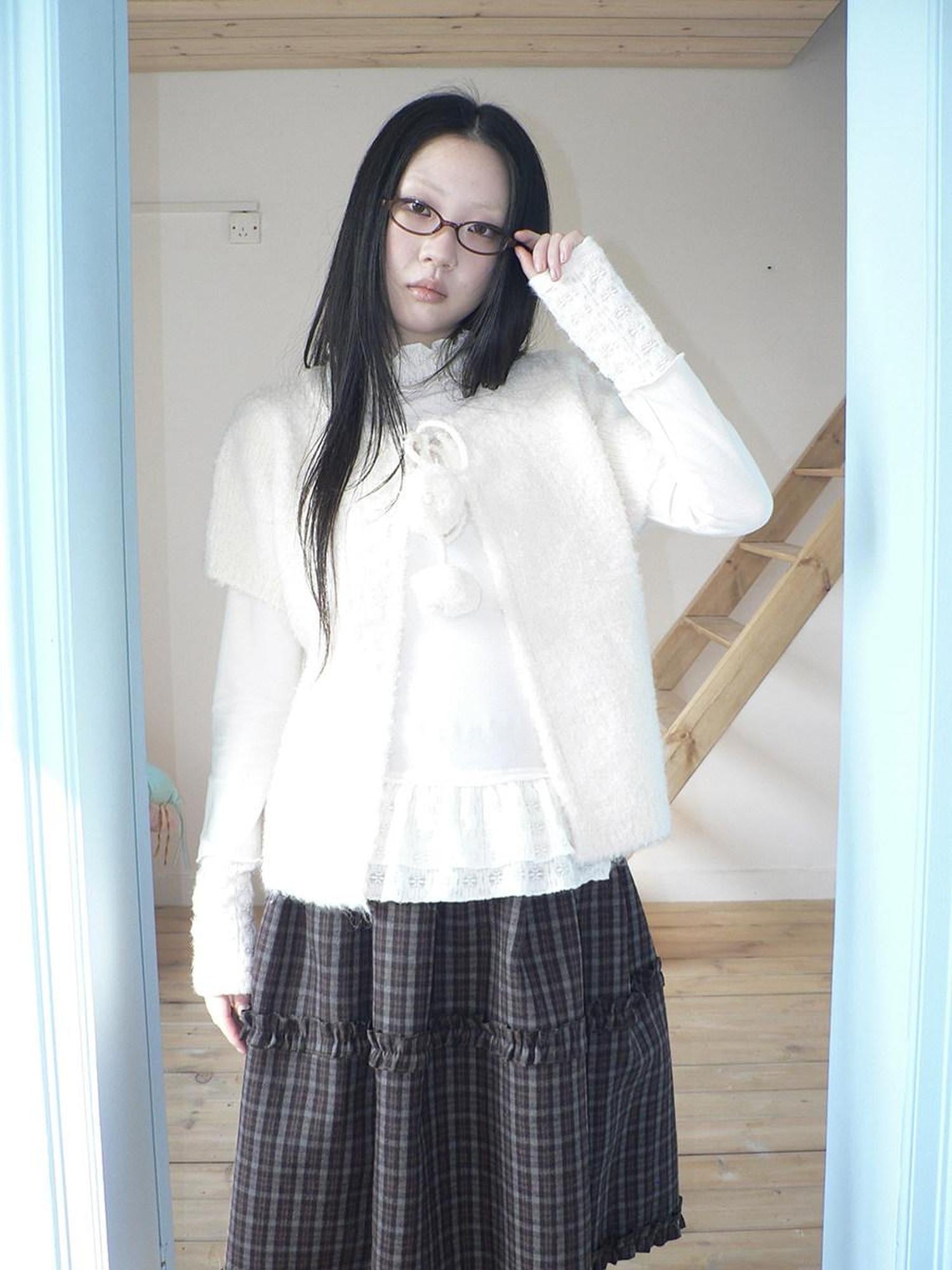 ang project Tie Front Knit Korean Loose Layering Womens Short Sleeve Button Cardigans