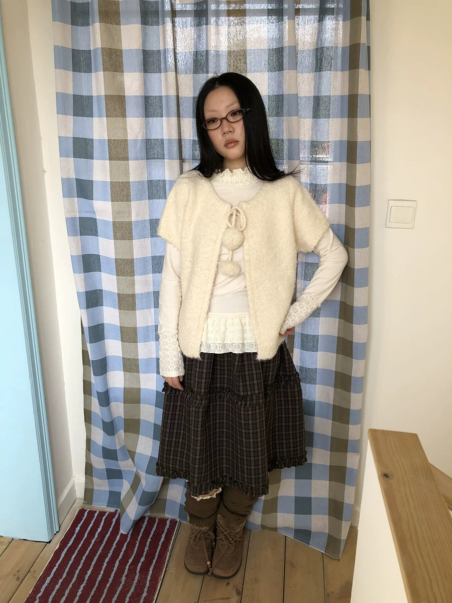 ang project Tie Front Knit Korean Loose Layering Womens Short Sleeve Button Cardigans