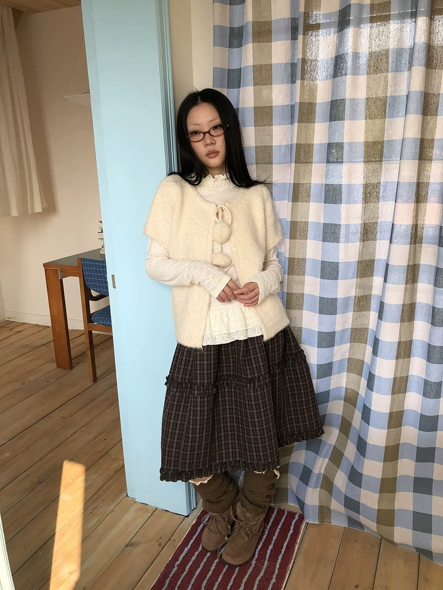 ang project Tie Front Knit Korean Loose Layering Womens Short Sleeve Button Cardigans