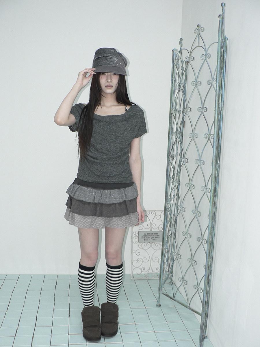ang project Tiered Ruffle Striped Polka Dot Patchwork Women&