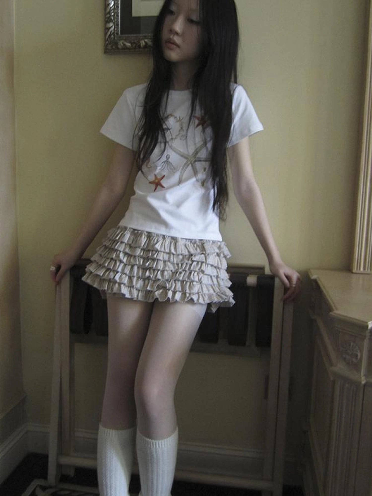 Tiered Sweet Plaid High Waisted Shorts Skirt With Elastic Waistband