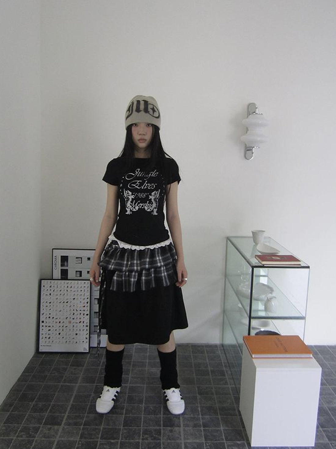 ang project Torn Edge Double Layer Overlap Slip Skirt