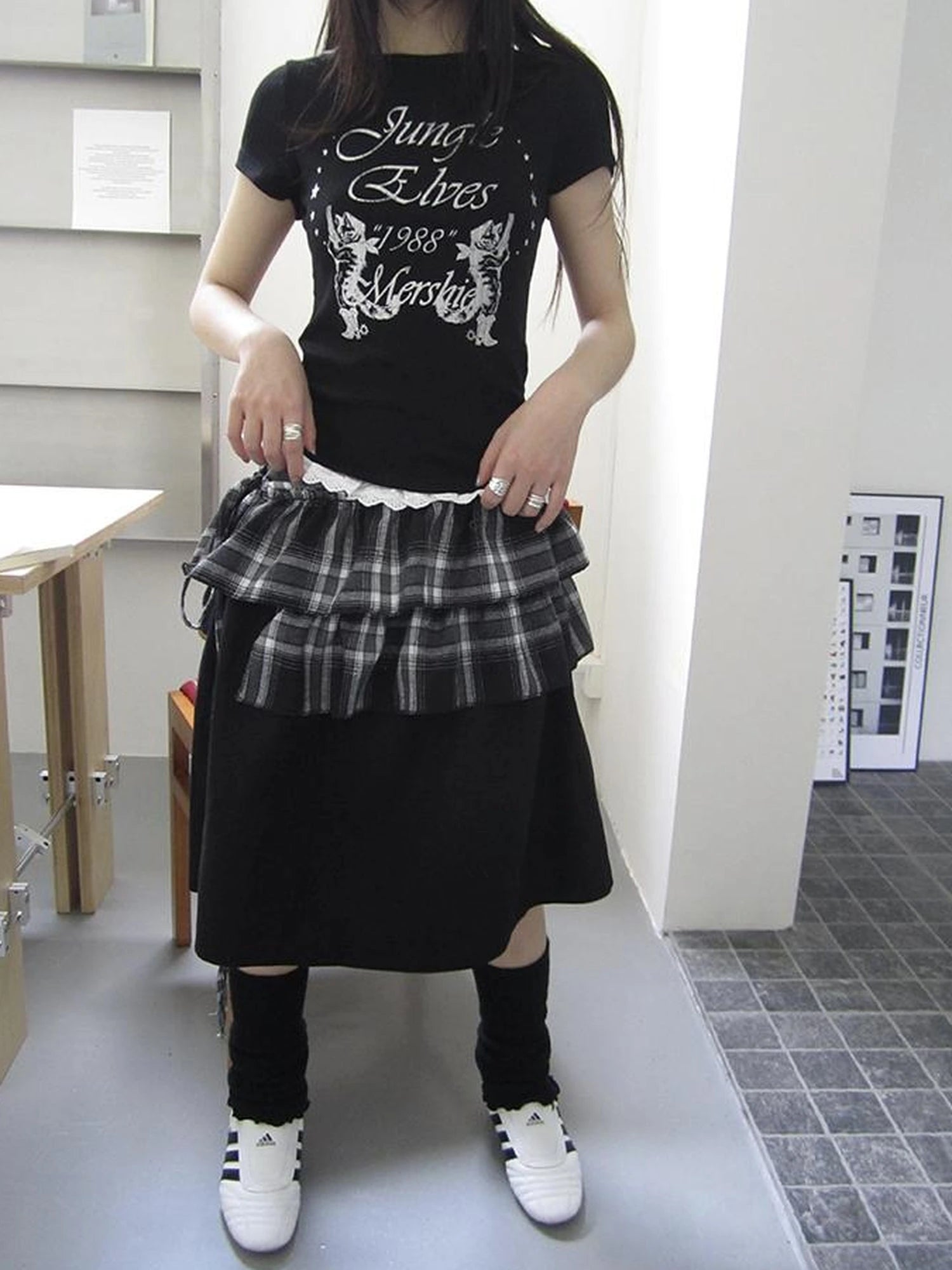 Torn Edge Double Layer Overlap Slip Skirt