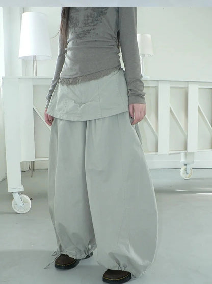 ang project Two Tier Layered Wide Leg Pants Pants