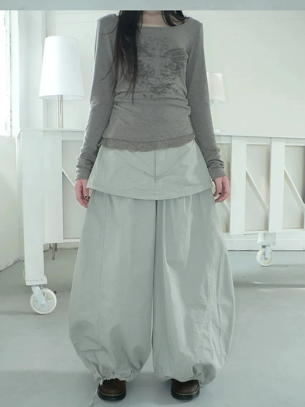 ang project Two Tier Layered Wide Leg Pants Pants