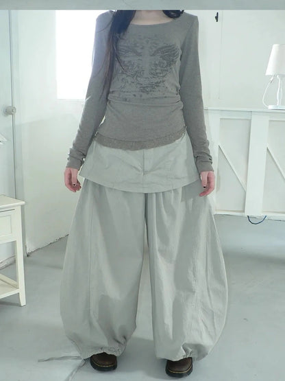 ang project Two Tier Layered Wide Leg Pants Pants