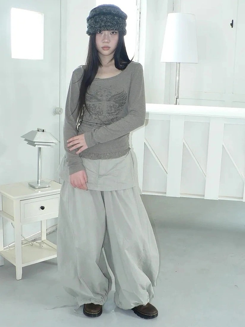 ang project Two Tier Layered Wide Leg Pants Pants