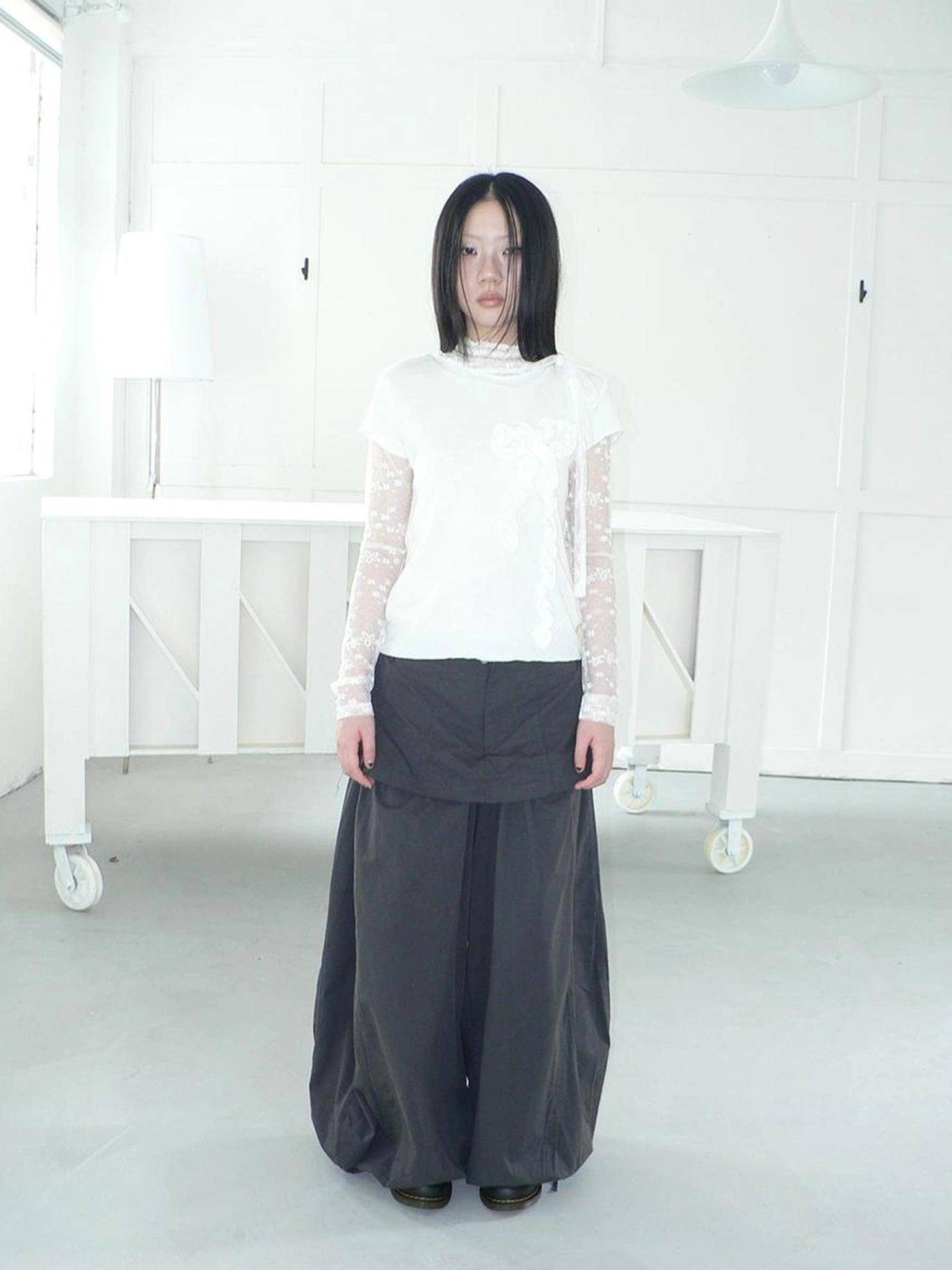 ang project Two Tier Layered Wide Leg Pants Pants