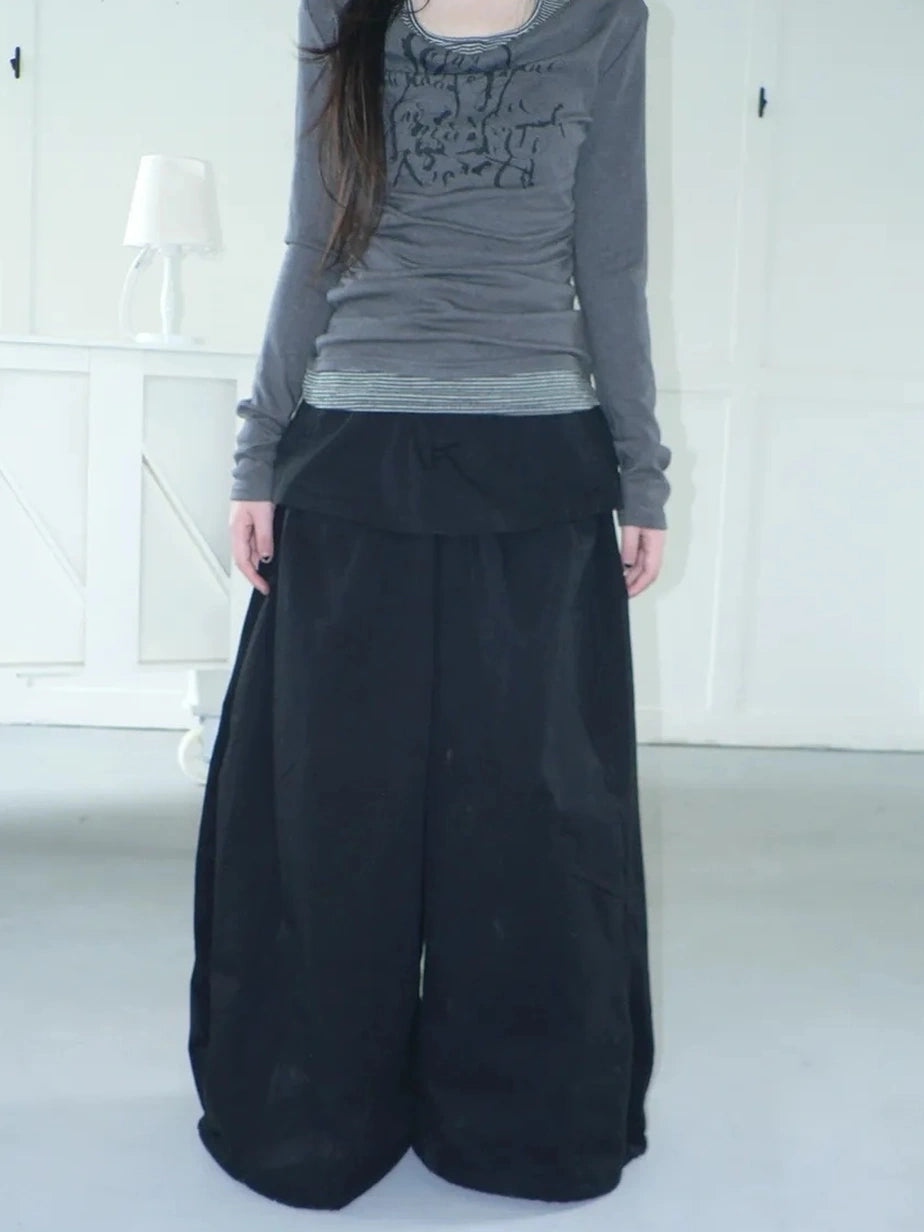 ang project Two Tier Layered Wide Leg Pants Pants