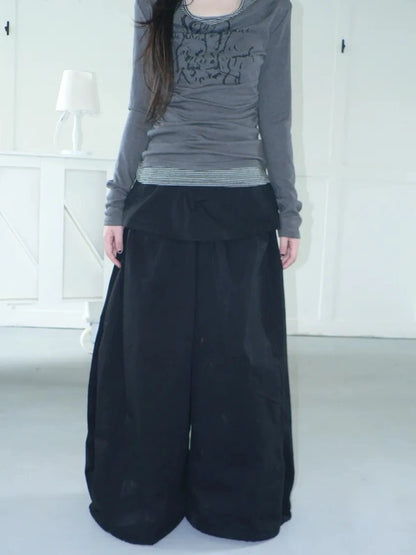 ang project Two Tier Layered Wide Leg Pants Pants