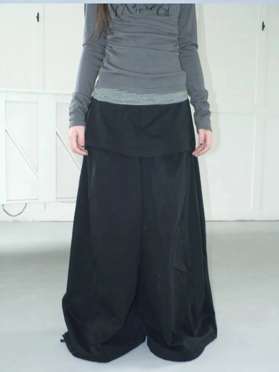 ang project Two Tier Layered Wide Leg Pants Pants