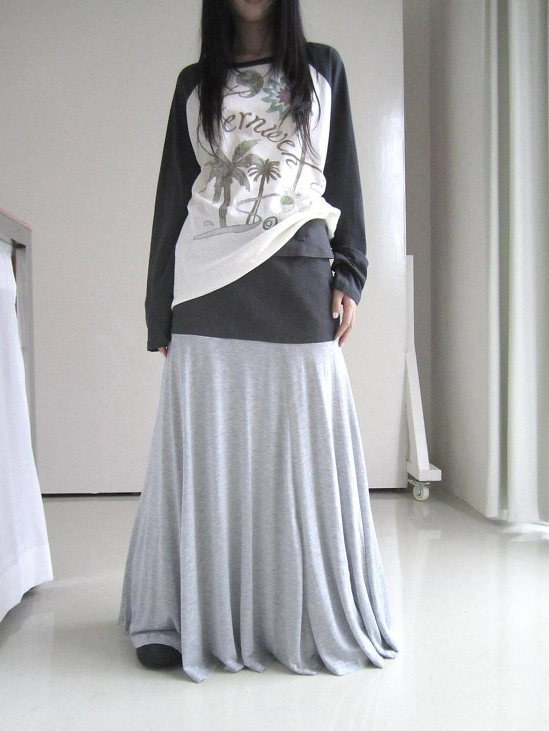 ang project Two Tone Draped A Line Skirt Skirt
