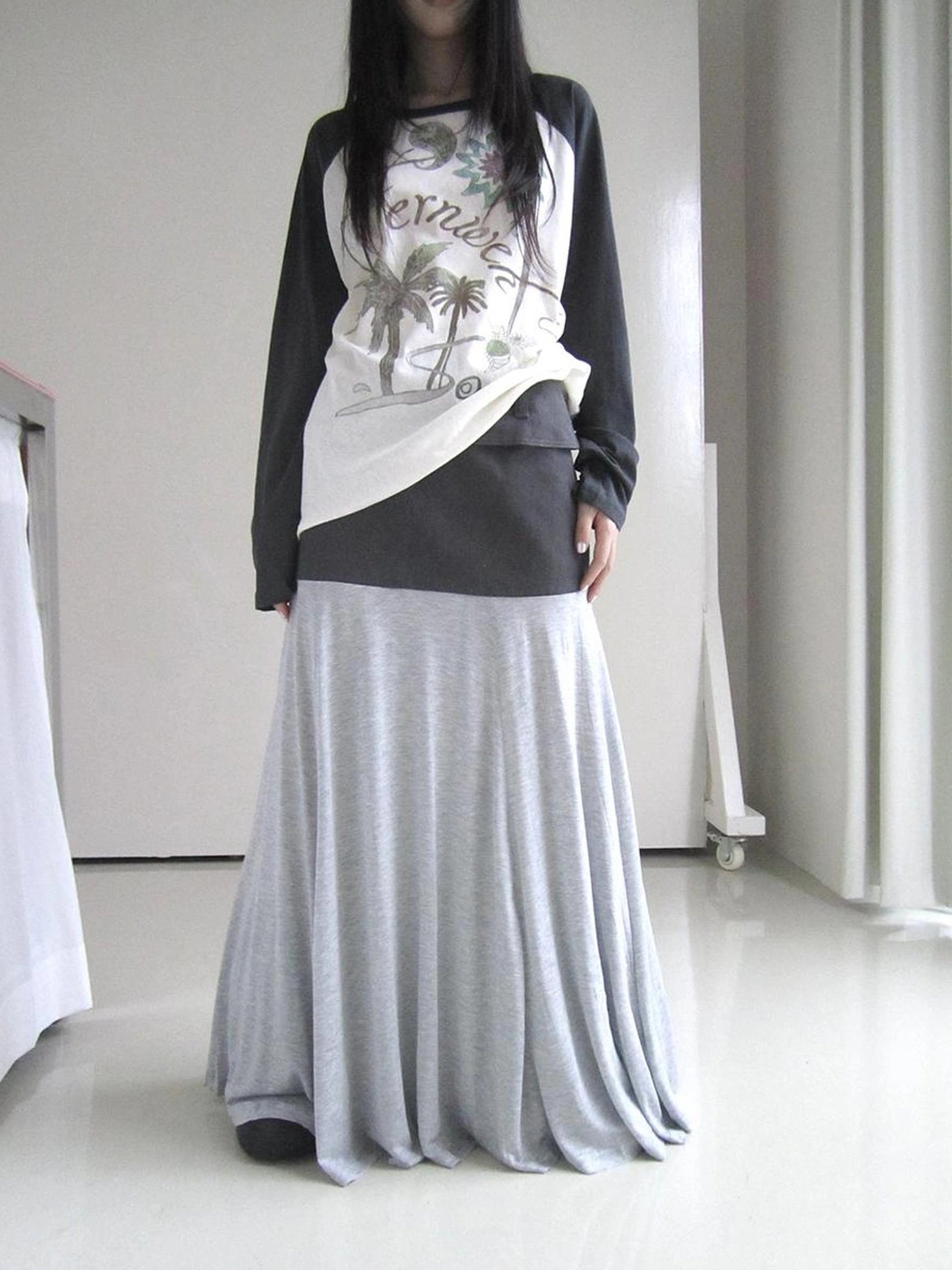 ang project Two Tone Draped A Line Skirt Skirt