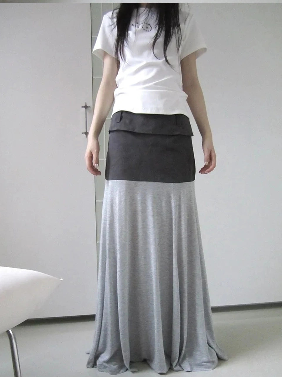 ang project Two Tone Draped A Line Skirt Skirt