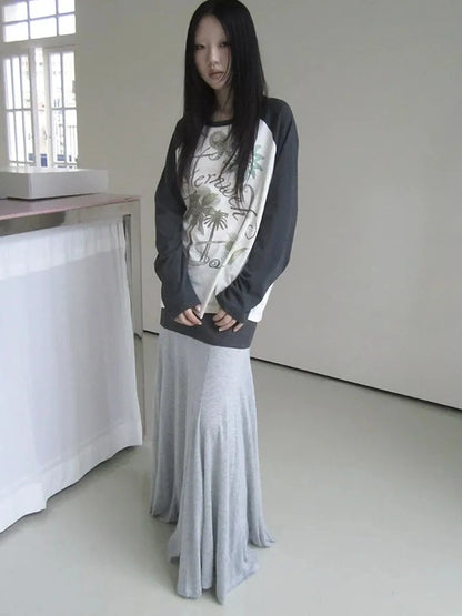 ang project Two Tone Draped A Line Skirt Skirt