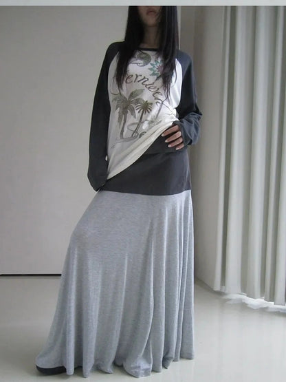 ang project Two Tone Draped A Line Skirt Skirt