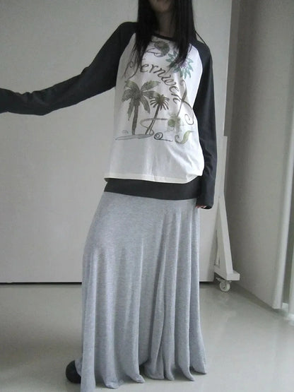 ang project Two Tone Draped A Line Skirt Skirt